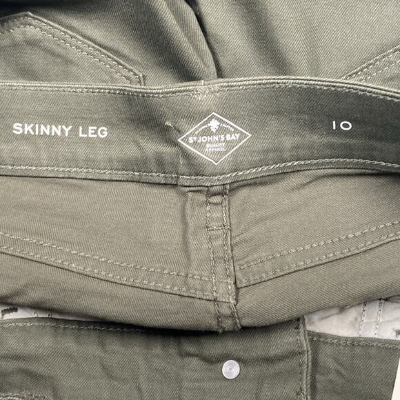 NWT St Johns Bay Women's Size 10 (32x30) Skinny Jeans Green Slimming Mid Rise - Picture 3 of 8